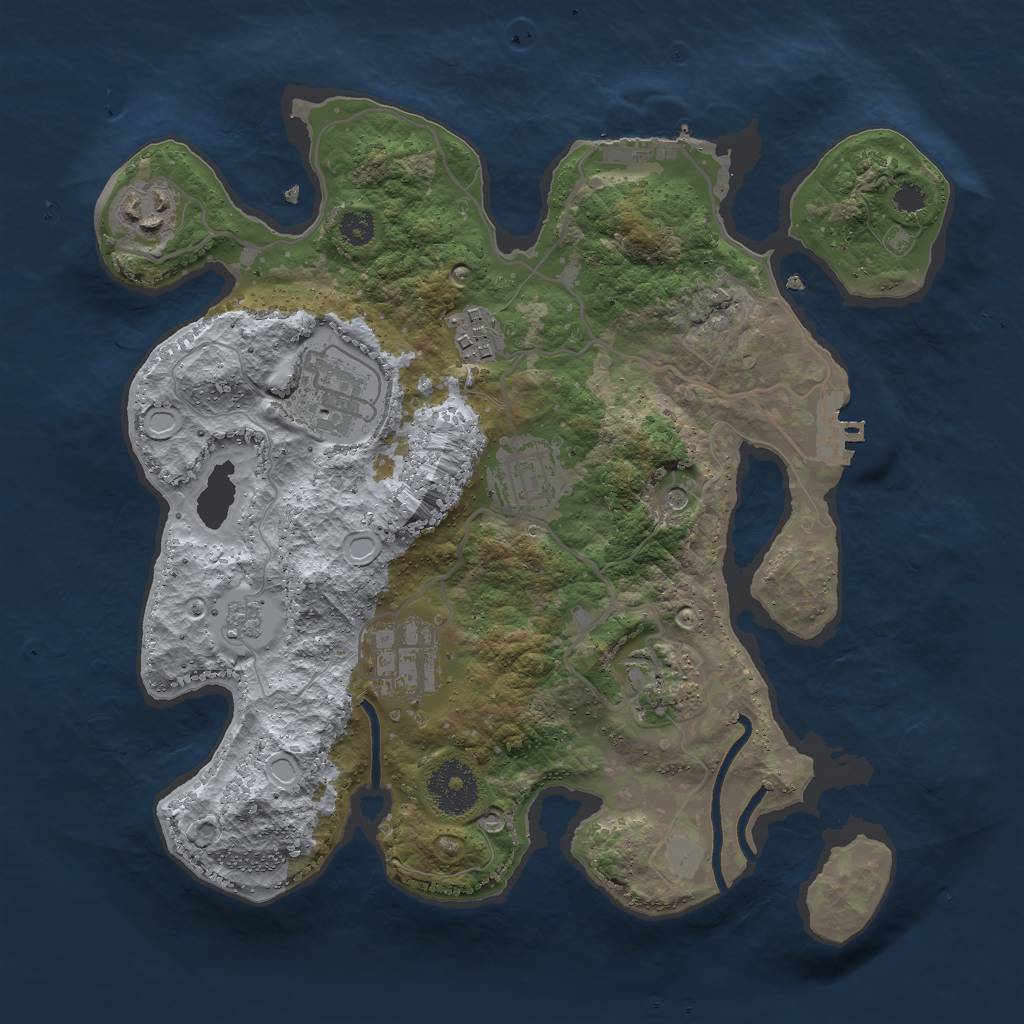Rust Map: Procedural Map, Size: 3000, Seed: 1057787135, 13 Monuments
