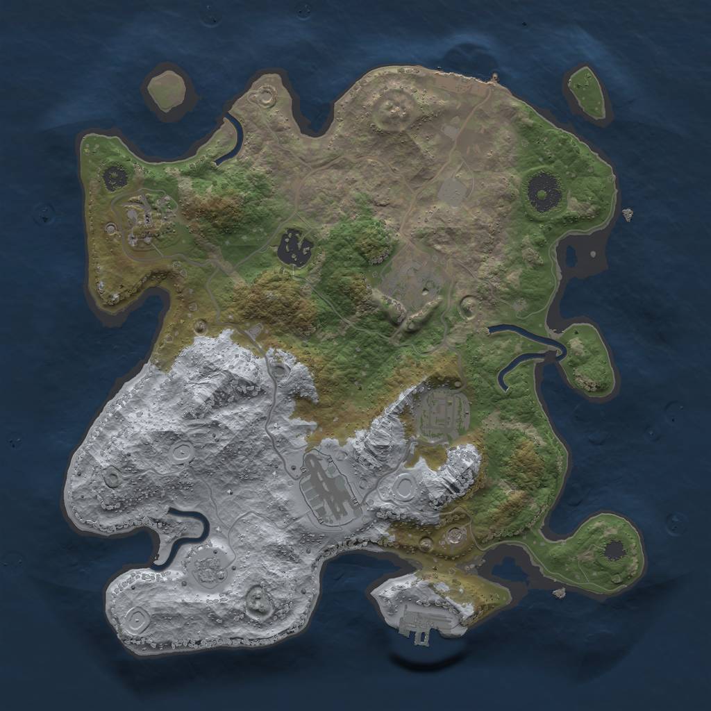 Rust Map: Procedural Map, Size: 3000, Seed: 60875, 12 Monuments