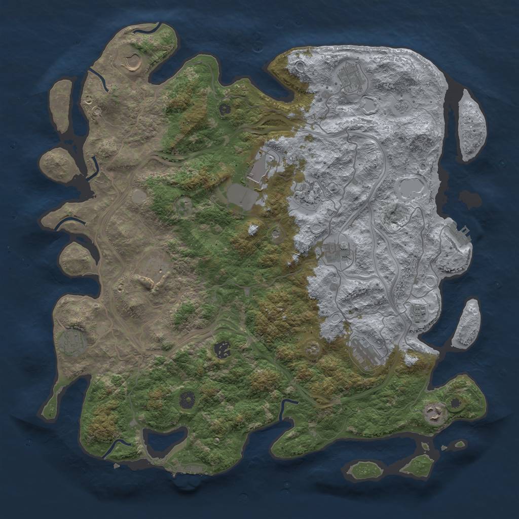 Rust Map: Procedural Map, Size: 4500, Seed: 3120312, 18 Monuments