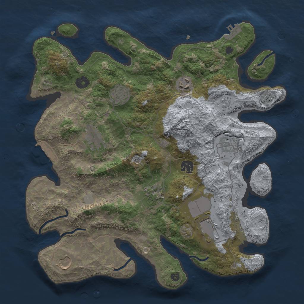 Rust Map: Procedural Map, Size: 3500, Seed: 452033892, 16 Monuments