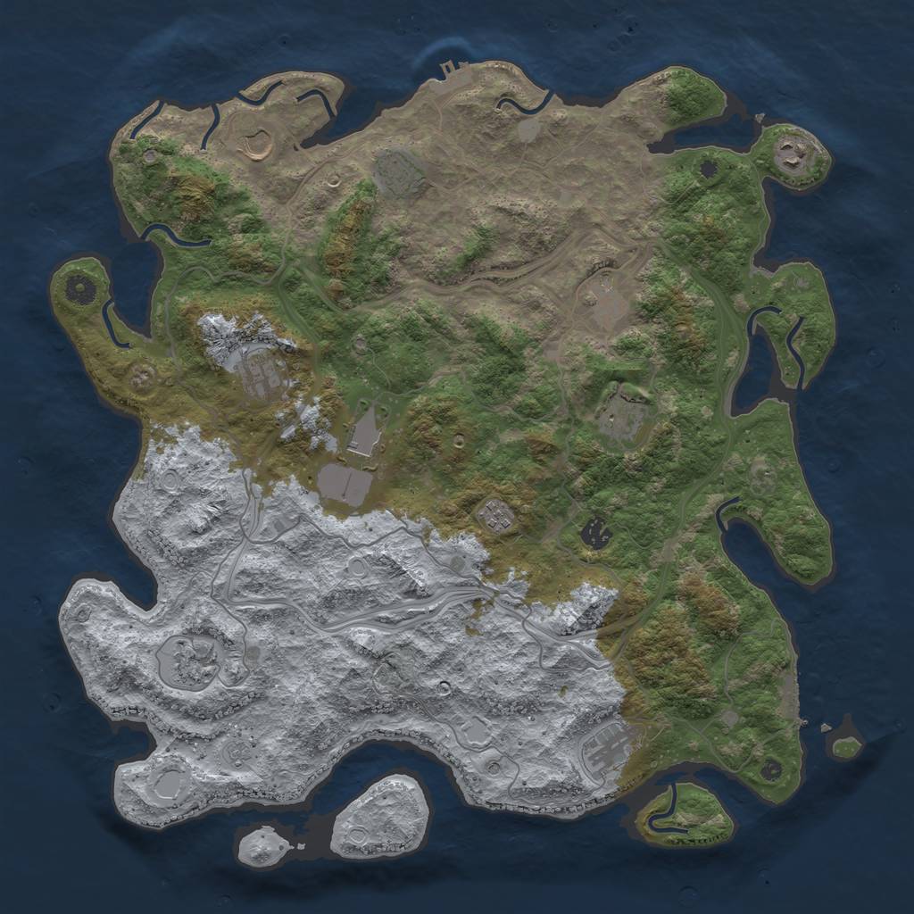 Rust Map: Procedural Map, Size: 4500, Seed: 282856562, 18 Monuments