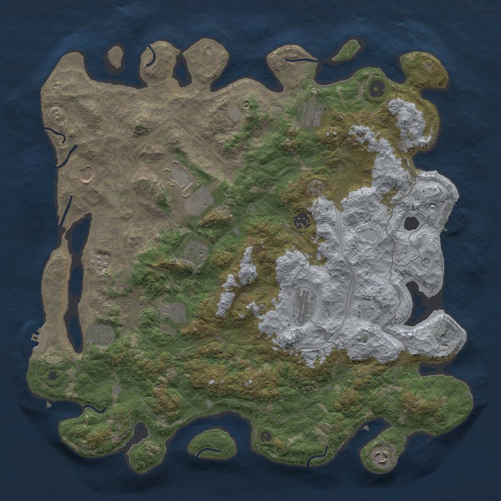 Rust Map: Procedural Map, Size: 4500, Seed: 1233638881, 17 Monuments