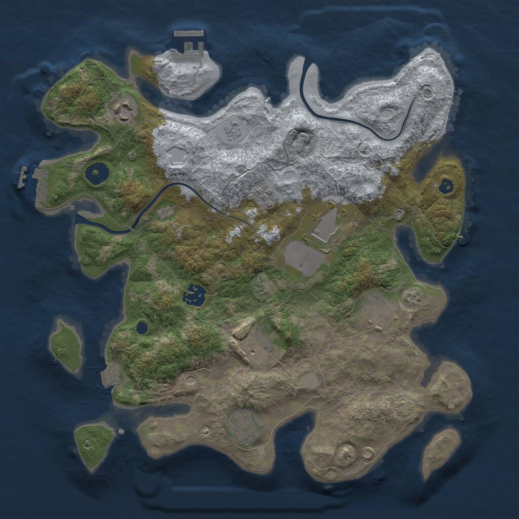 Rust Map: Procedural Map, Size: 3500, Seed: 27576067, 13 Monuments