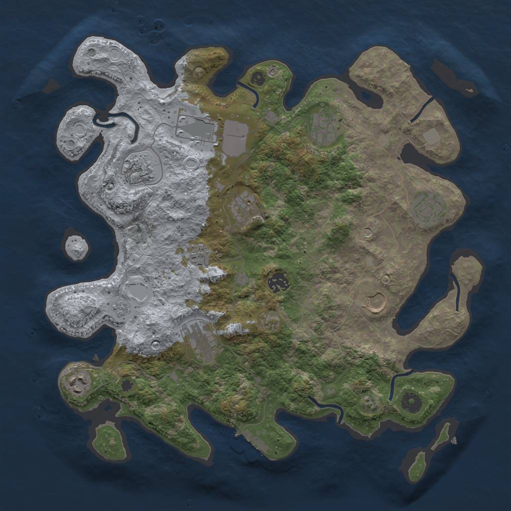 Rust Map: Procedural Map, Size: 3750, Seed: 7014556, 16 Monuments