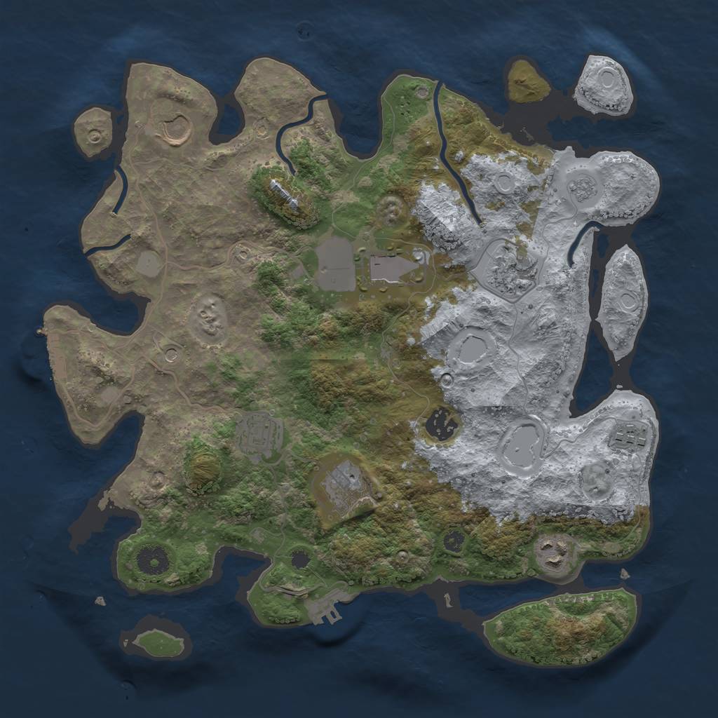 Rust Map: Procedural Map, Size: 3500, Seed: 1244422594, 15 Monuments