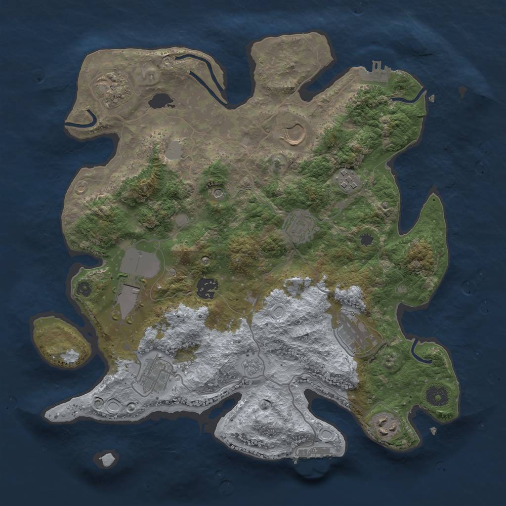 Rust Map: Procedural Map, Size: 3500, Seed: 1521457279, 16 Monuments