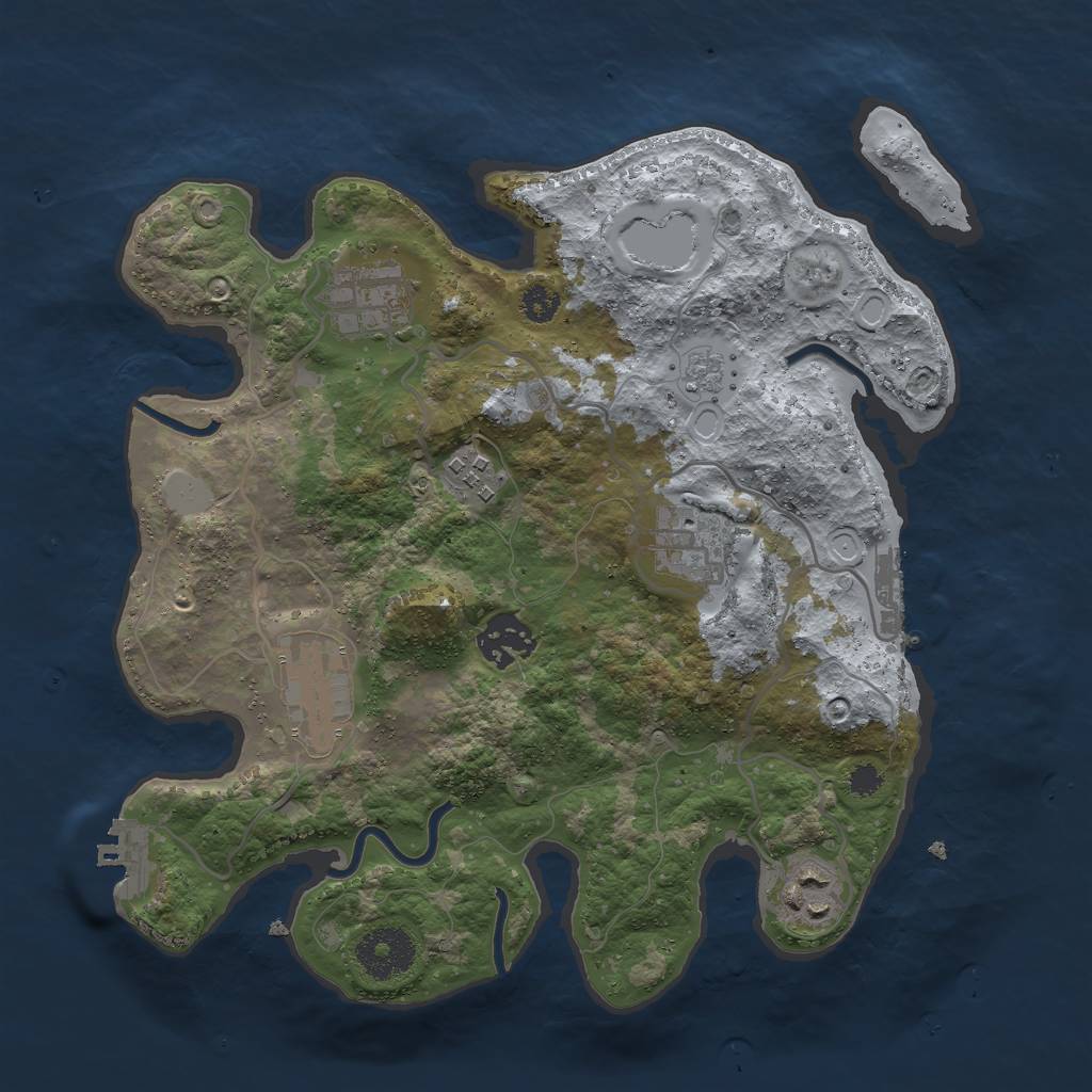 Rust Map: Procedural Map, Size: 3000, Seed: 2112774938, 12 Monuments