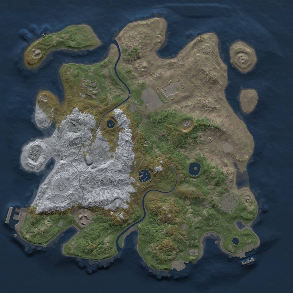 Rust Map: Procedural Map, Size: 3500, Seed: 45859514, 13 Monuments