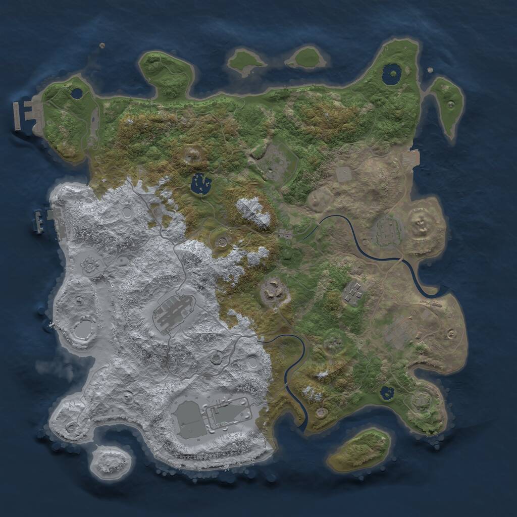 Rust Map: Procedural Map, Size: 3700, Seed: 1480821974, 14 Monuments