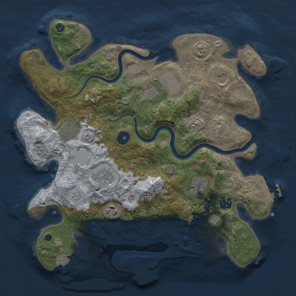 Rust Map: Procedural Map, Size: 3500, Seed: 2134092621, 14 Monuments