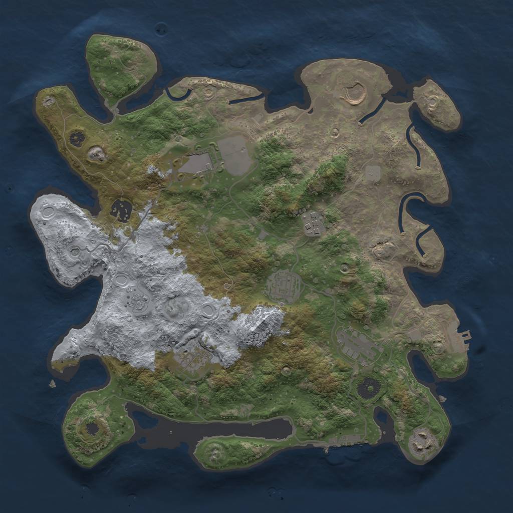Rust Map: Procedural Map, Size: 3500, Seed: 2134092621, 15 Monuments