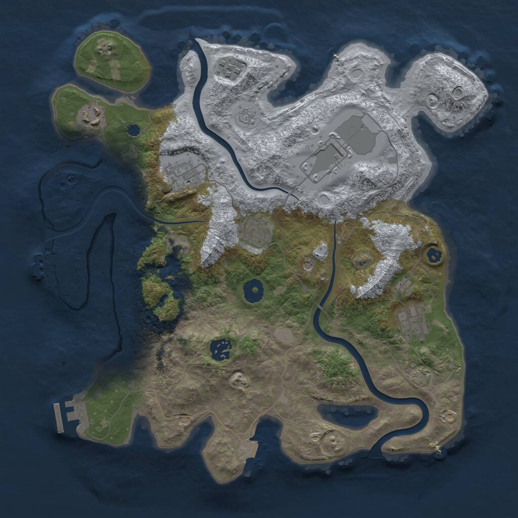 Rust Map: Procedural Map, Size: 3500, Seed: 95707821, 13 Monuments