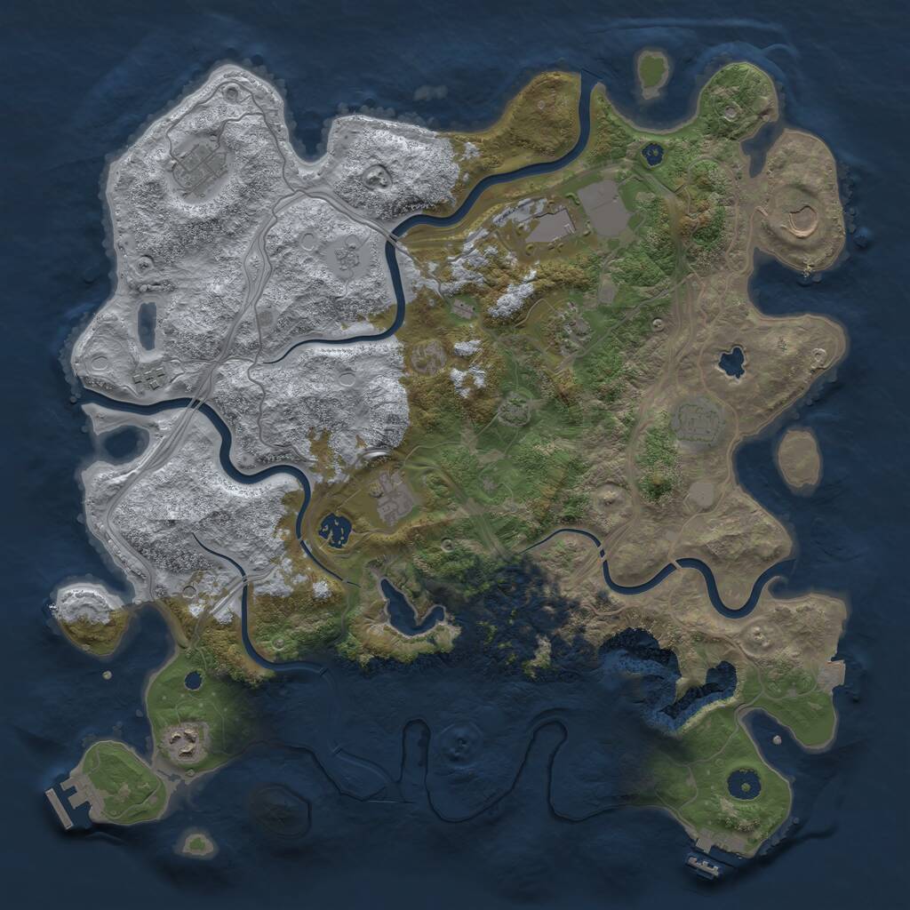 Rust Map: Procedural Map, Size: 4250, Seed: 1245344374, 15 Monuments