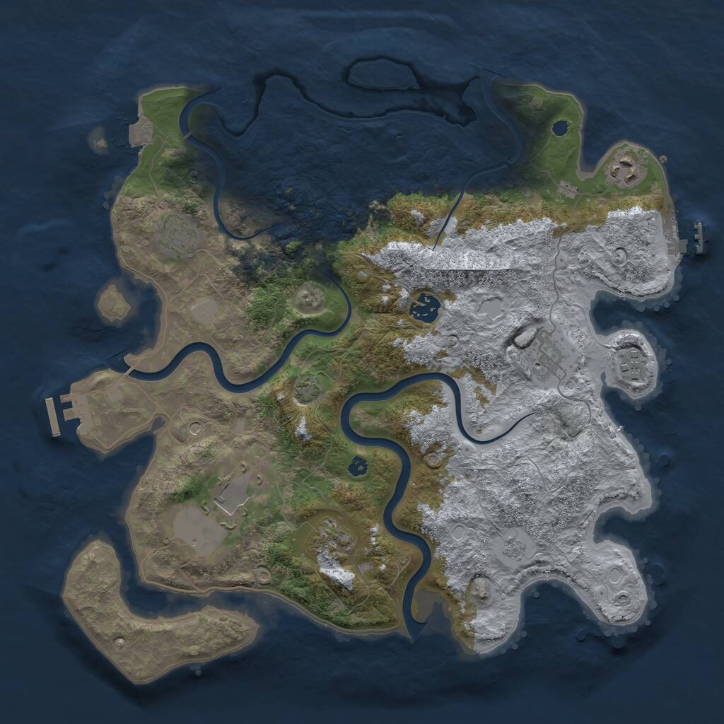 Rust Map: Procedural Map, Size: 3750, Seed: 687146649, 13 Monuments