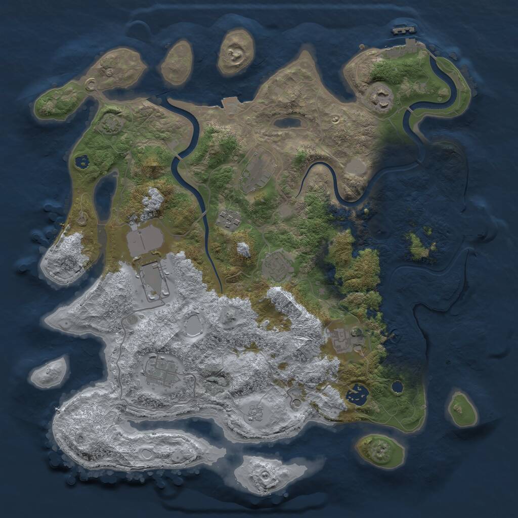 Rust Map: Procedural Map, Size: 3700, Seed: 924216896, 14 Monuments