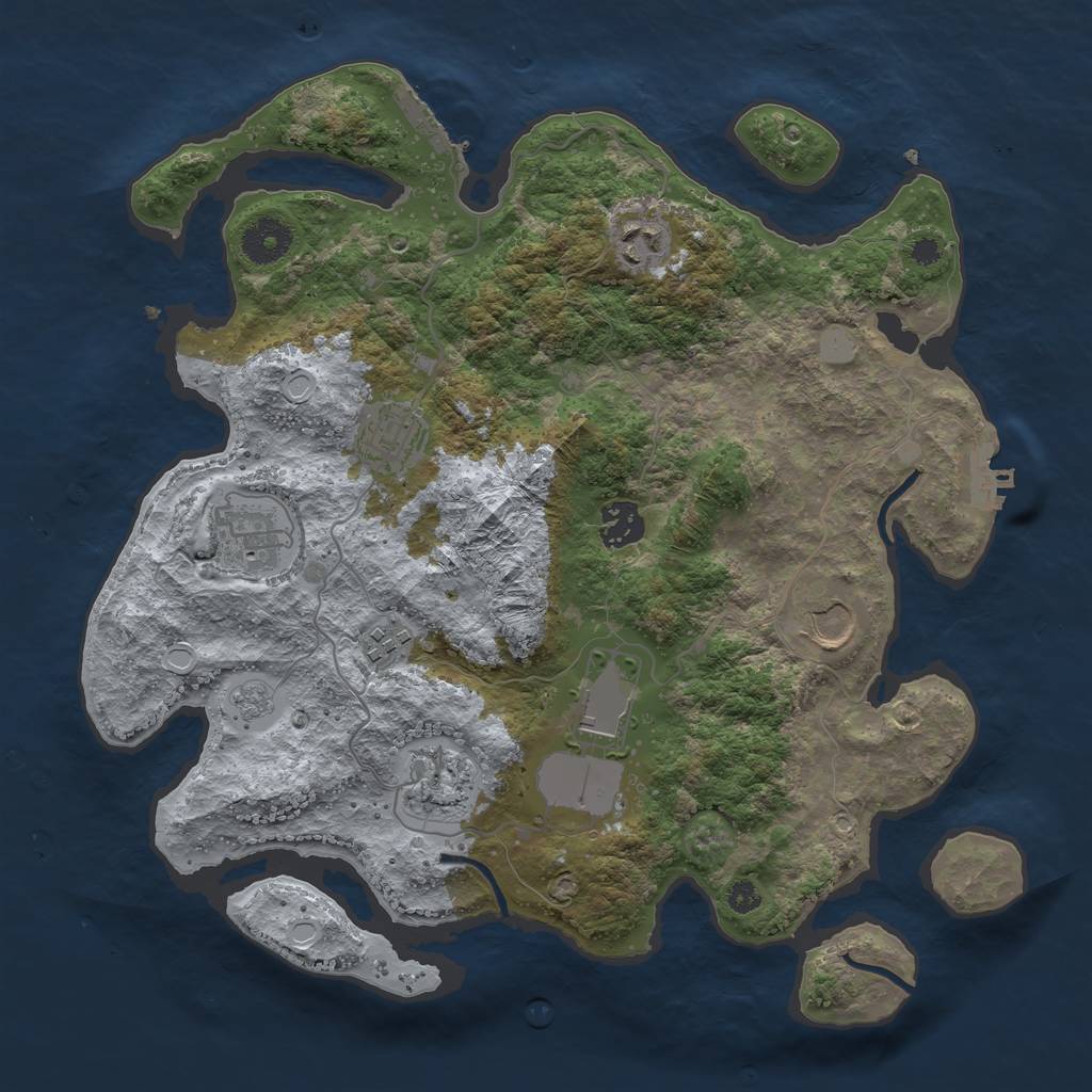 Rust Map: Procedural Map, Size: 3500, Seed: 1477994485, 14 Monuments