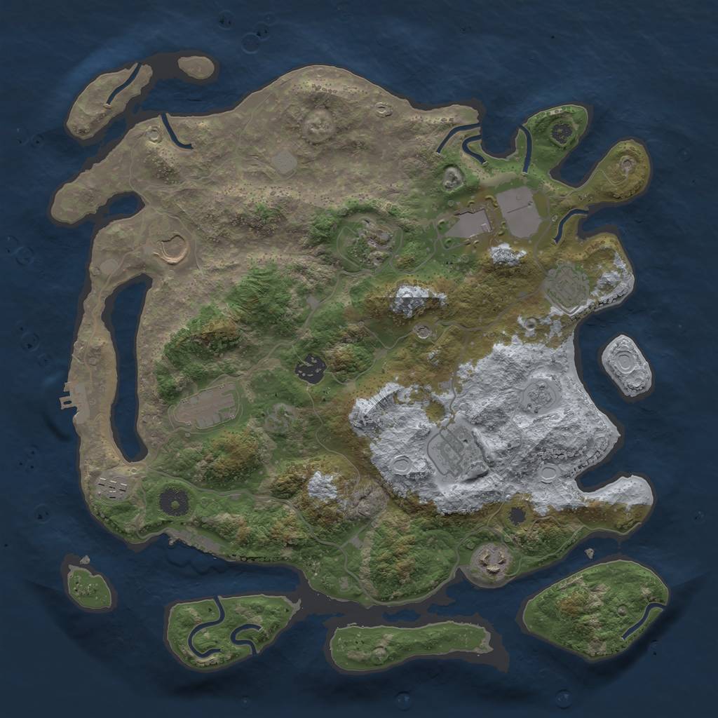 Rust Map: Procedural Map, Size: 3700, Seed: 7580884, 16 Monuments