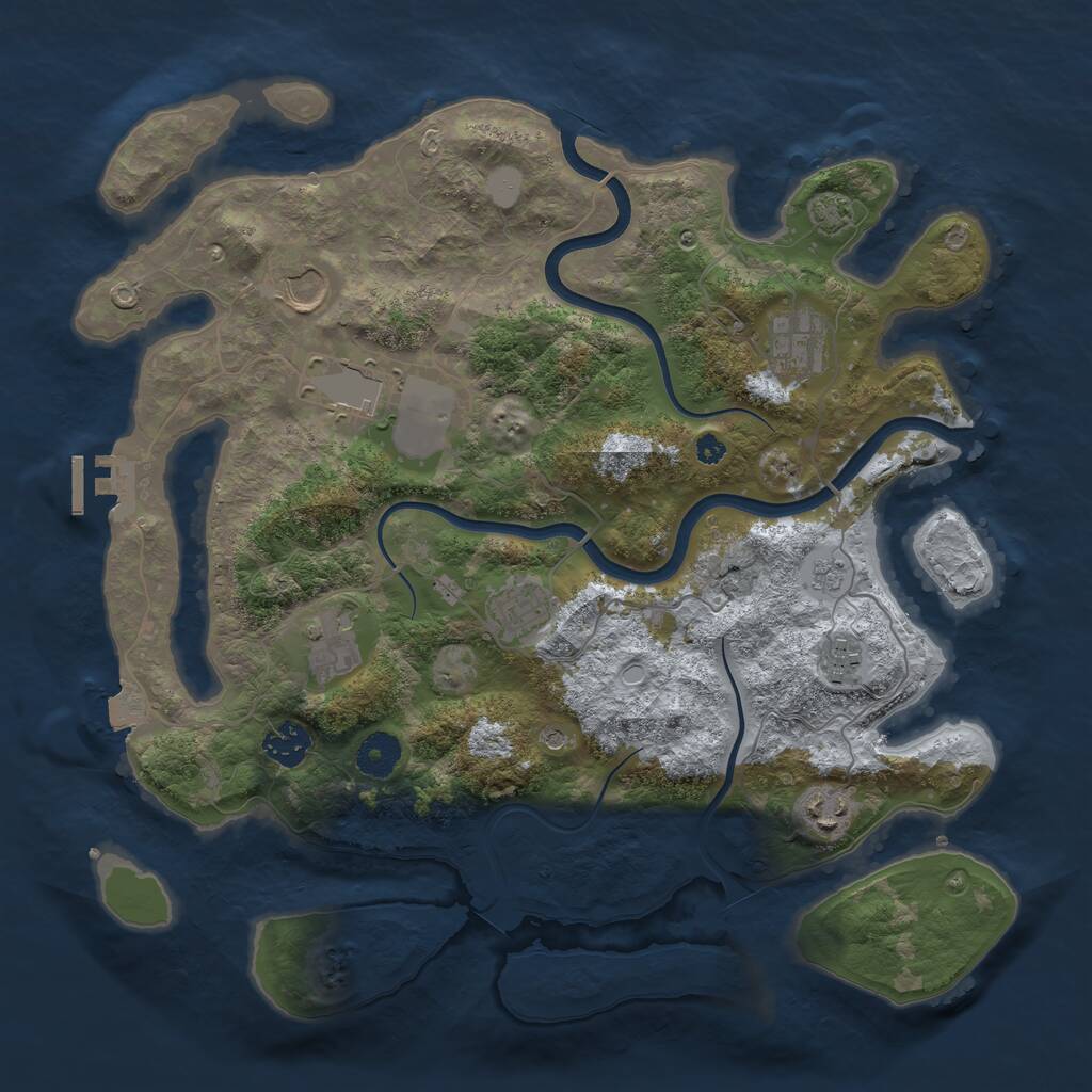 Rust Map: Procedural Map, Size: 3700, Seed: 7580884, 13 Monuments