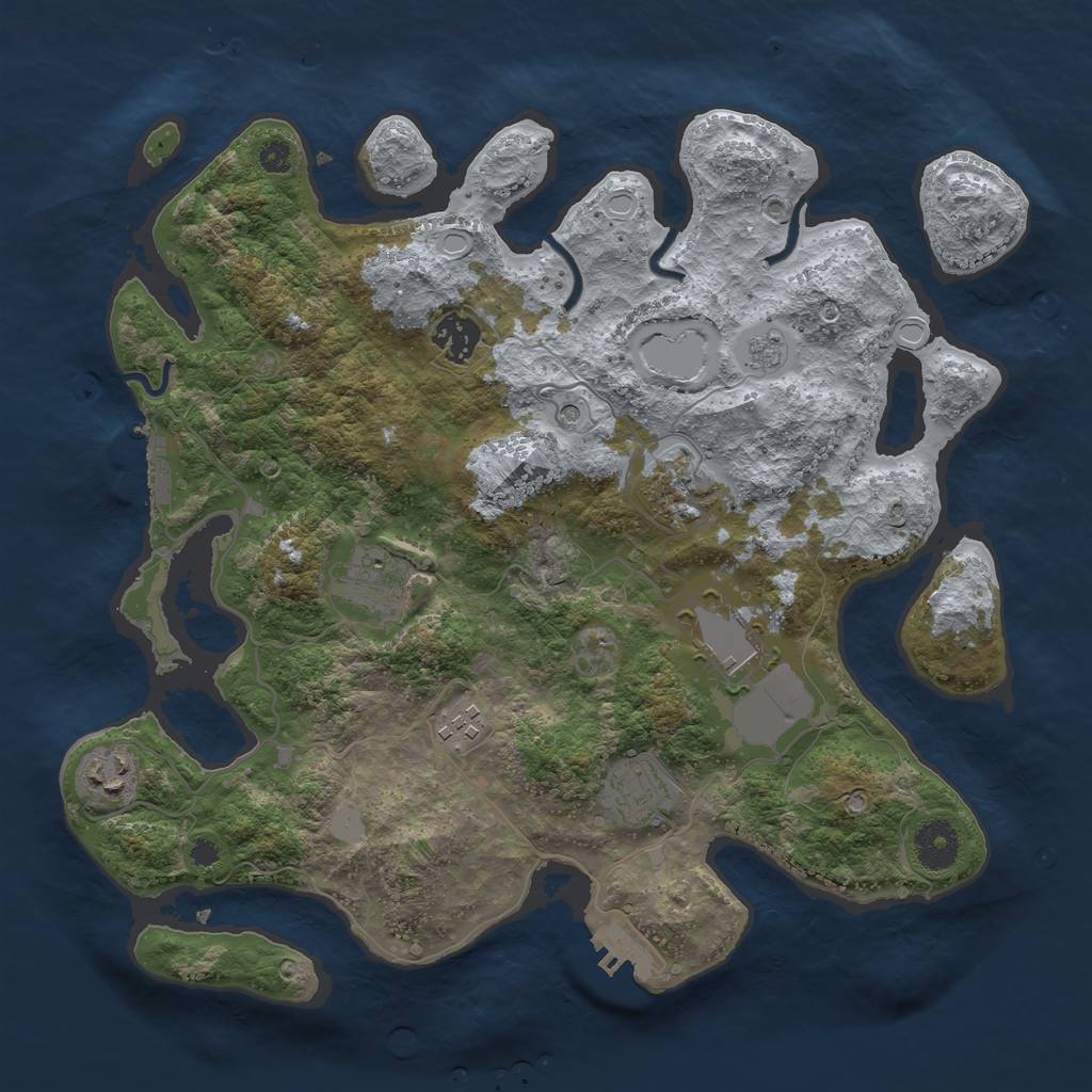 Rust Map: Procedural Map, Size: 3500, Seed: 1722189258, 14 Monuments