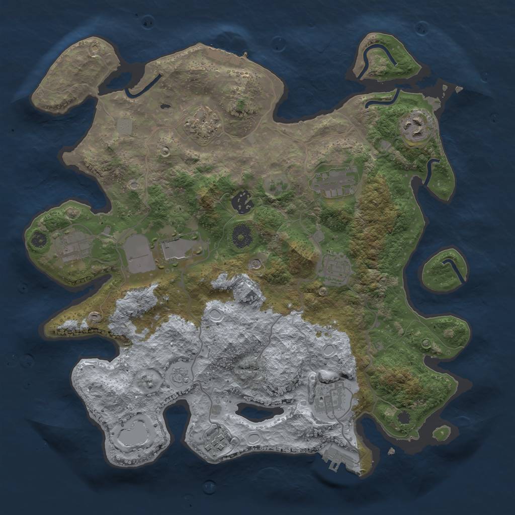 Rust Map: Procedural Map, Size: 3500, Seed: 362421292, 16 Monuments