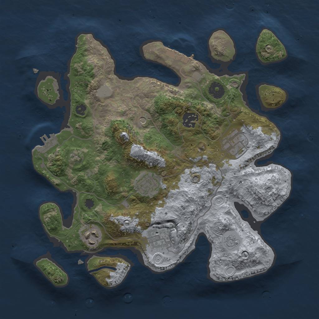 Rust Map: Procedural Map, Size: 3000, Seed: 466279748, 12 Monuments