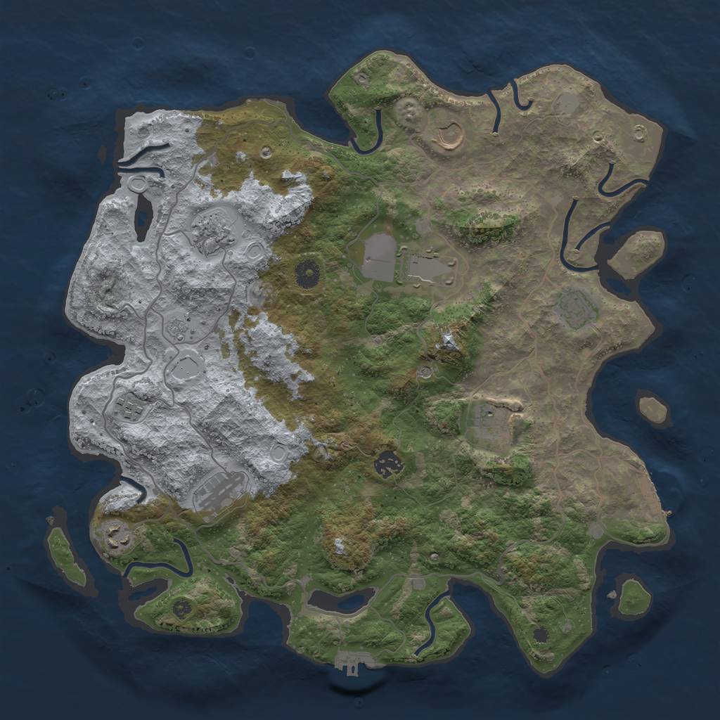 Rust Map: Procedural Map, Size: 4000, Seed: 65198, 16 Monuments