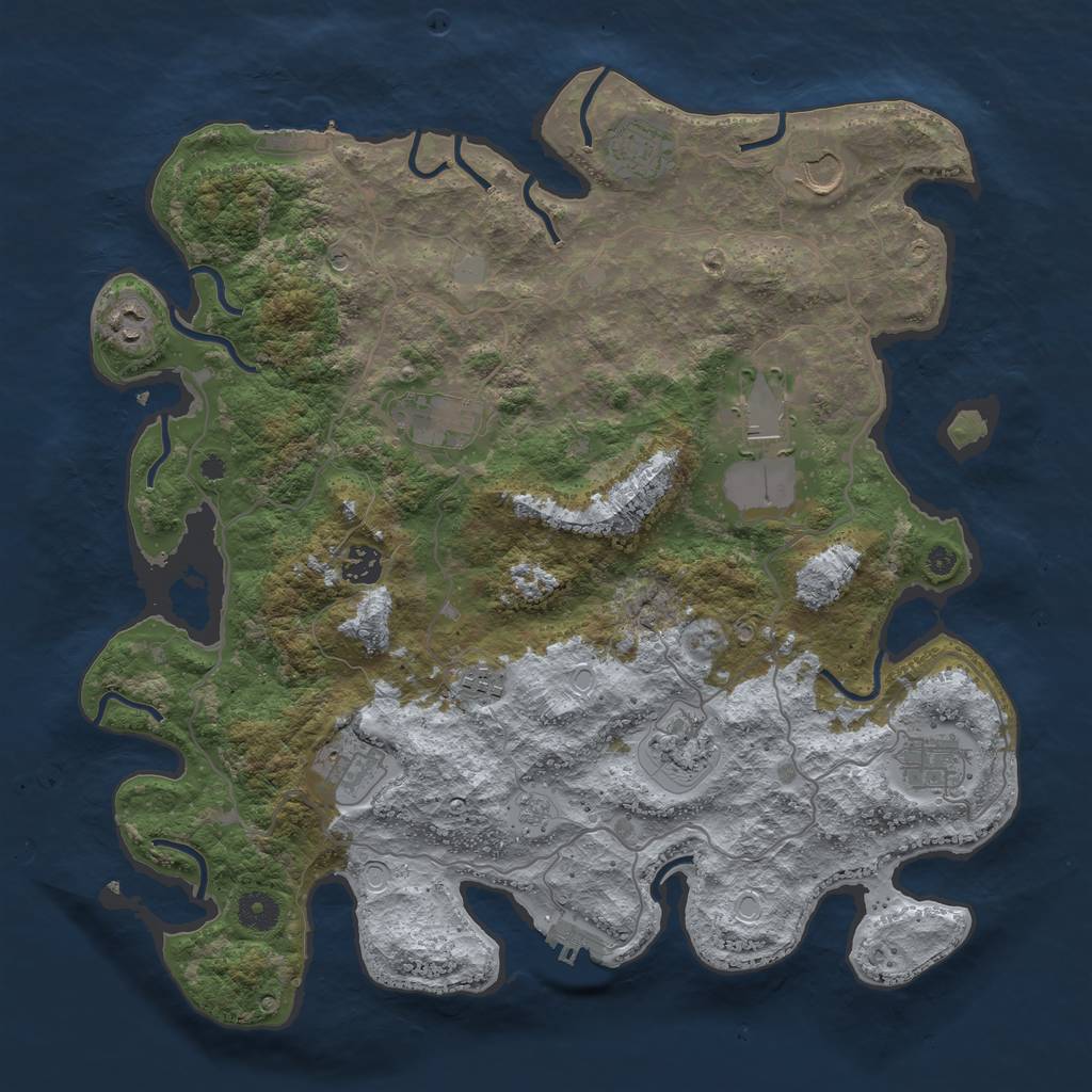 Rust Map: Procedural Map, Size: 4000, Seed: 464389331, 17 Monuments