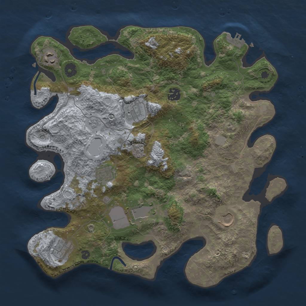 Rust Map: Procedural Map, Size: 3500, Seed: 773002642, 14 Monuments