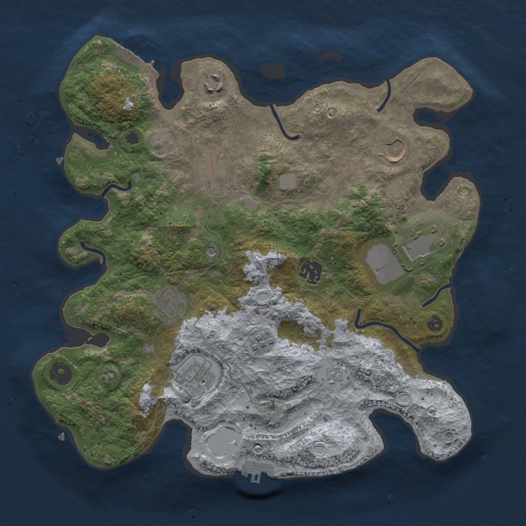 Rust Map: Procedural Map, Size: 3500, Seed: 1290147402, 15 Monuments
