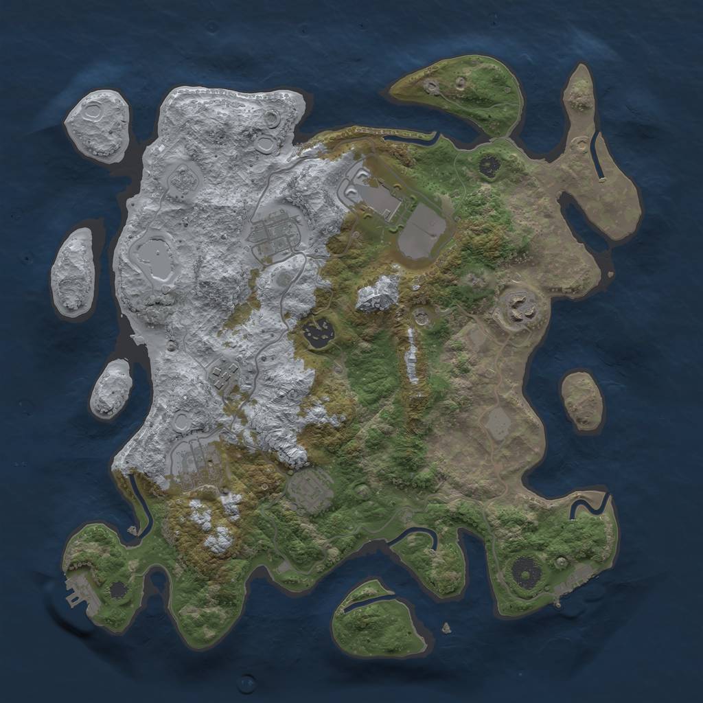 Rust Map: Procedural Map, Size: 3500, Seed: 654651, 14 Monuments