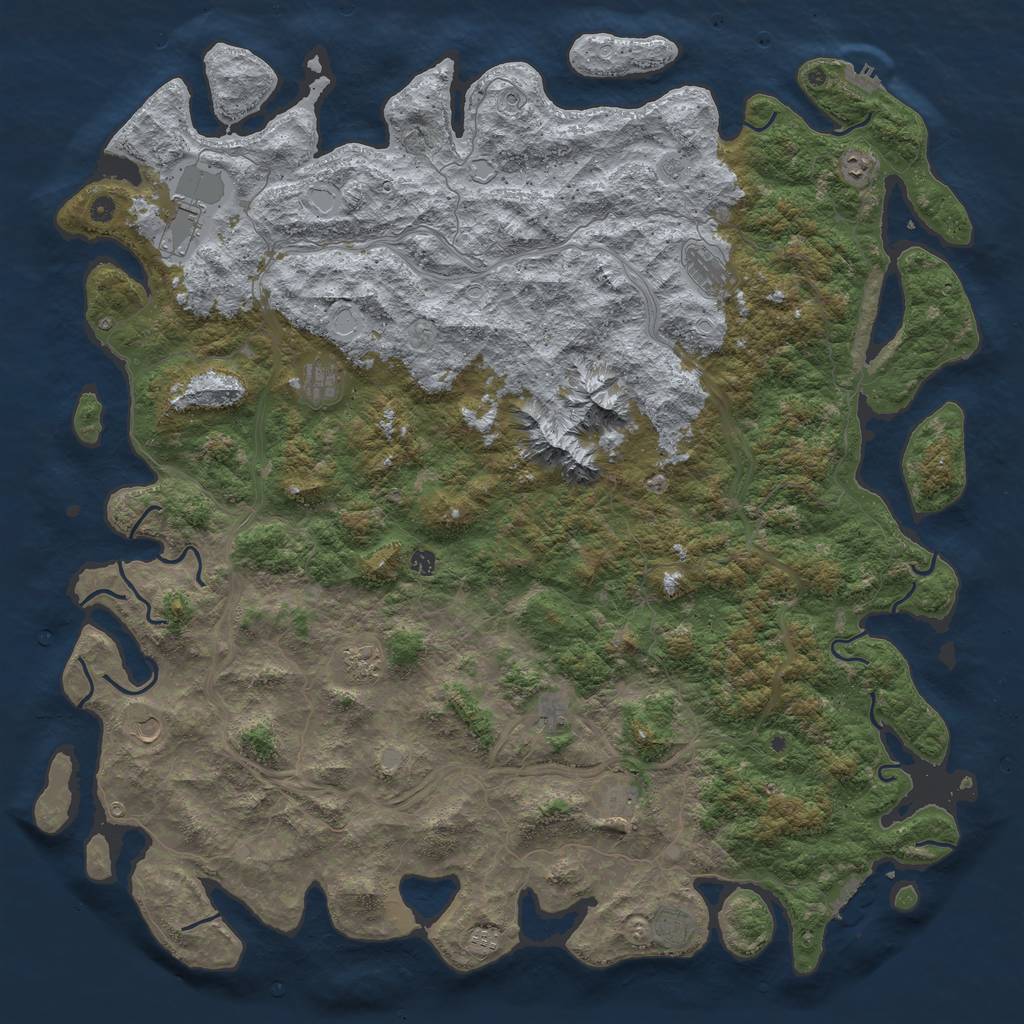 Rust Map: Procedural Map, Size: 6000, Seed: 728641732, 18 Monuments