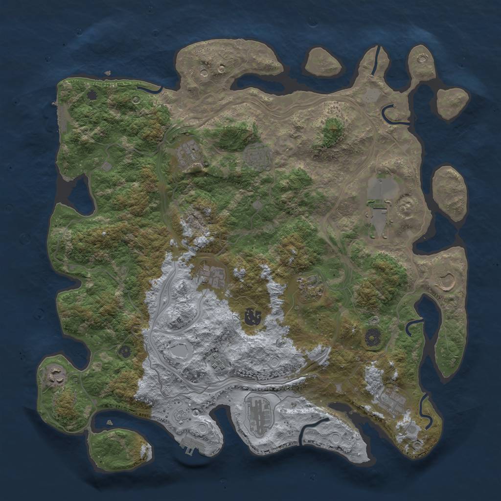 Rust Map: Procedural Map, Size: 4250, Seed: 1130652773, 18 Monuments