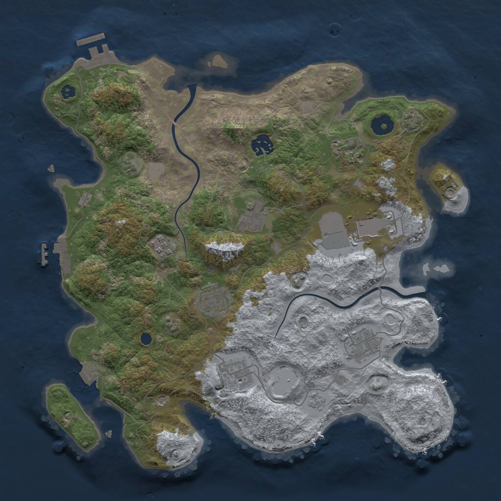 Rust Map: Procedural Map, Size: 3500, Seed: 1794867703, 14 Monuments