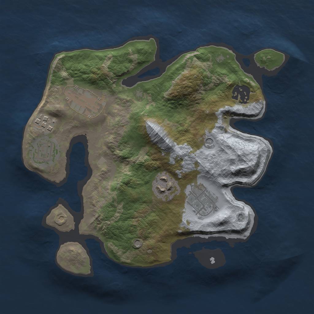 Rust Map: Barren, Size: 2500, Seed: 136666478, 9 Monuments