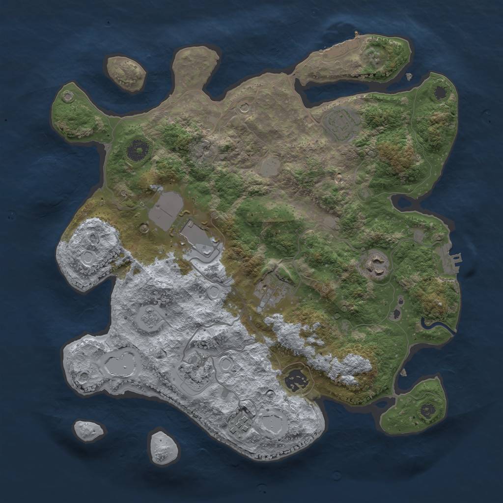 Rust Map: Procedural Map, Size: 3500, Seed: 377093677, 14 Monuments