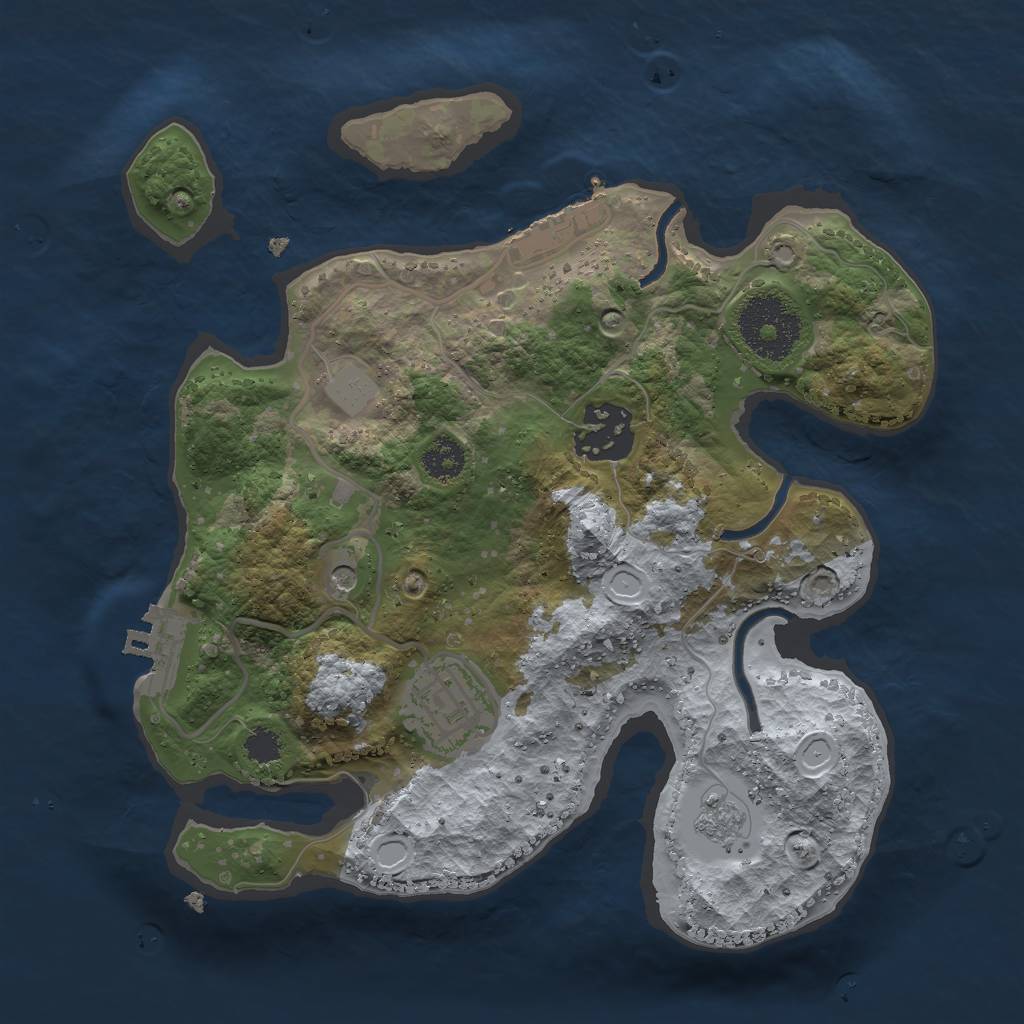 Rust Map: Procedural Map, Size: 2500, Seed: 577606260, 9 Monuments