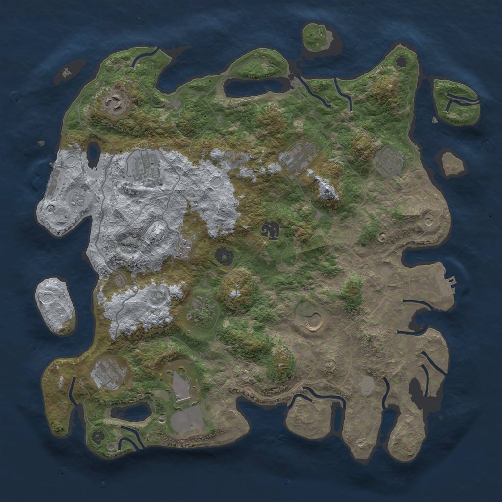 Rust Map: Procedural Map, Size: 4000, Seed: 1320627706, 17 Monuments