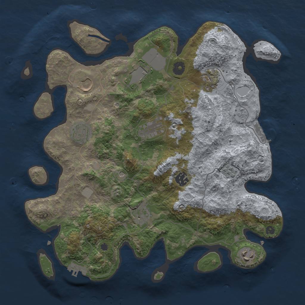 Rust Map: Procedural Map, Size: 3500, Seed: 1280105943, 16 Monuments