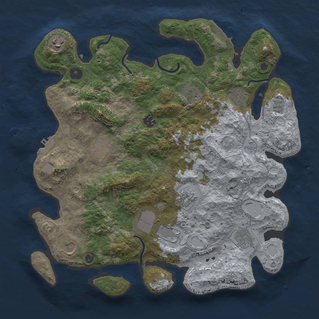 Rust Map: Procedural Map, Size: 3850, Seed: 1492564, 17 Monuments
