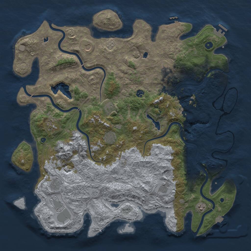 Rust Map: Procedural Map, Size: 5000, Seed: 1180254076, 17 Monuments