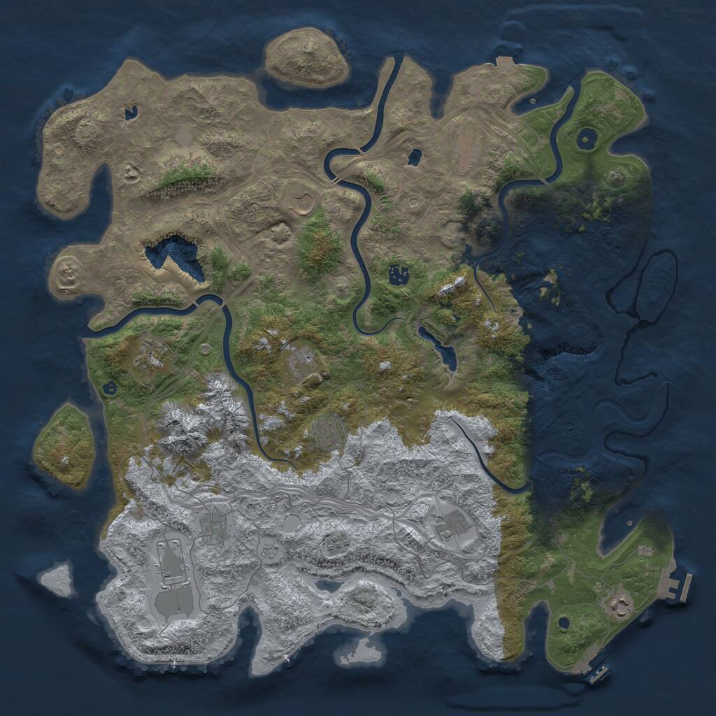 Rust Map: Procedural Map, Size: 5000, Seed: 1180254076, 17 Monuments