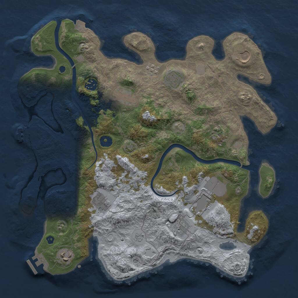 Rust Map: Procedural Map, Size: 3700, Seed: 95433, 16 Monuments