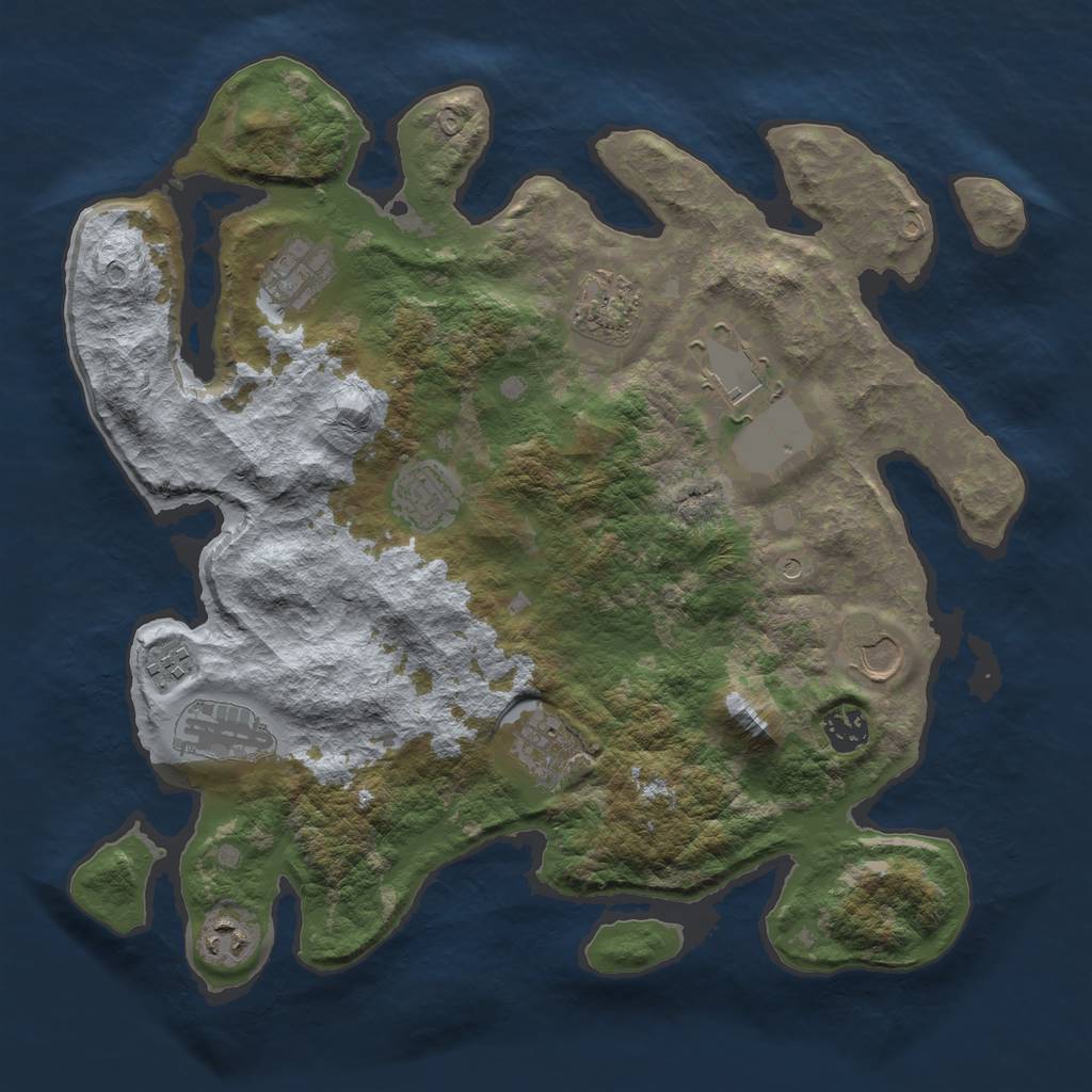 Rust Map: Barren, Size: 3700, Seed: 438670129, 13 Monuments
