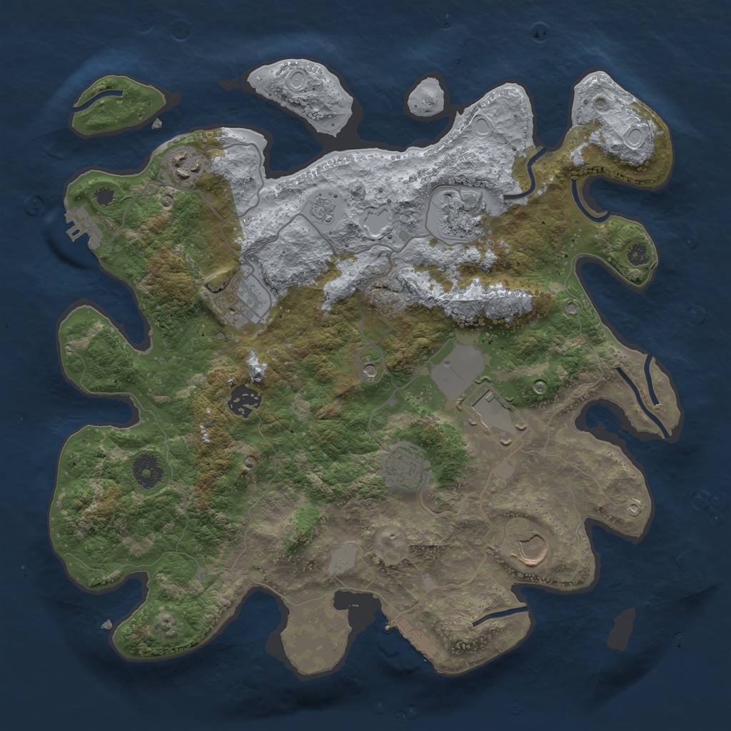 Rust Map: Procedural Map, Size: 3500, Seed: 762989657, 14 Monuments