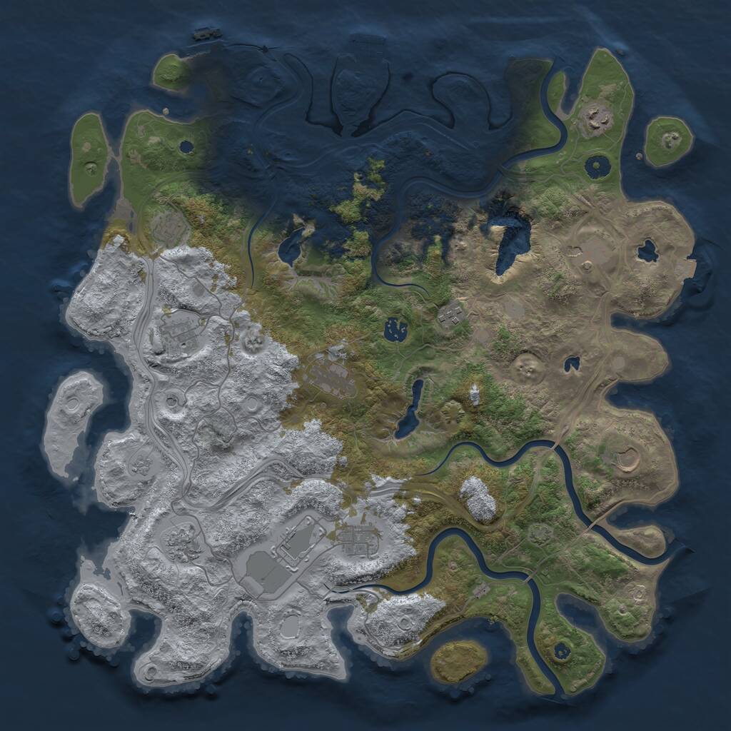 Rust Map: Procedural Map, Size: 4500, Seed: 1184180403, 17 Monuments