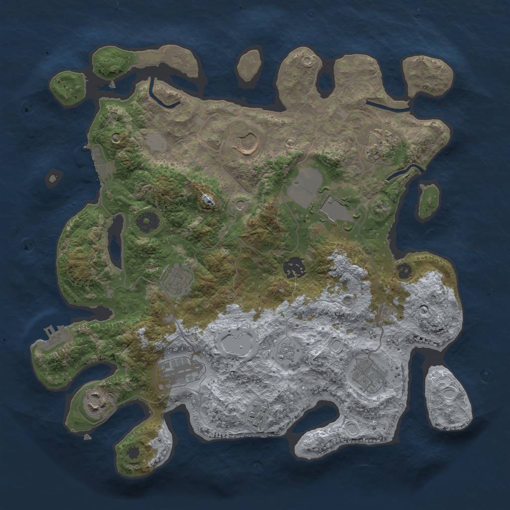 Rust Map: Procedural Map, Size: 3500, Seed: 606862856, 16 Monuments