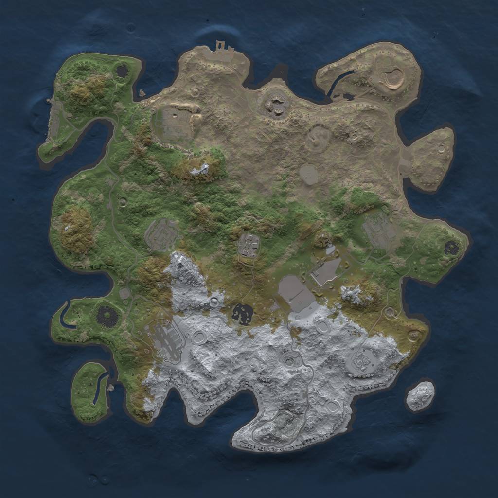 Rust Map: Procedural Map, Size: 3500, Seed: 543535, 16 Monuments