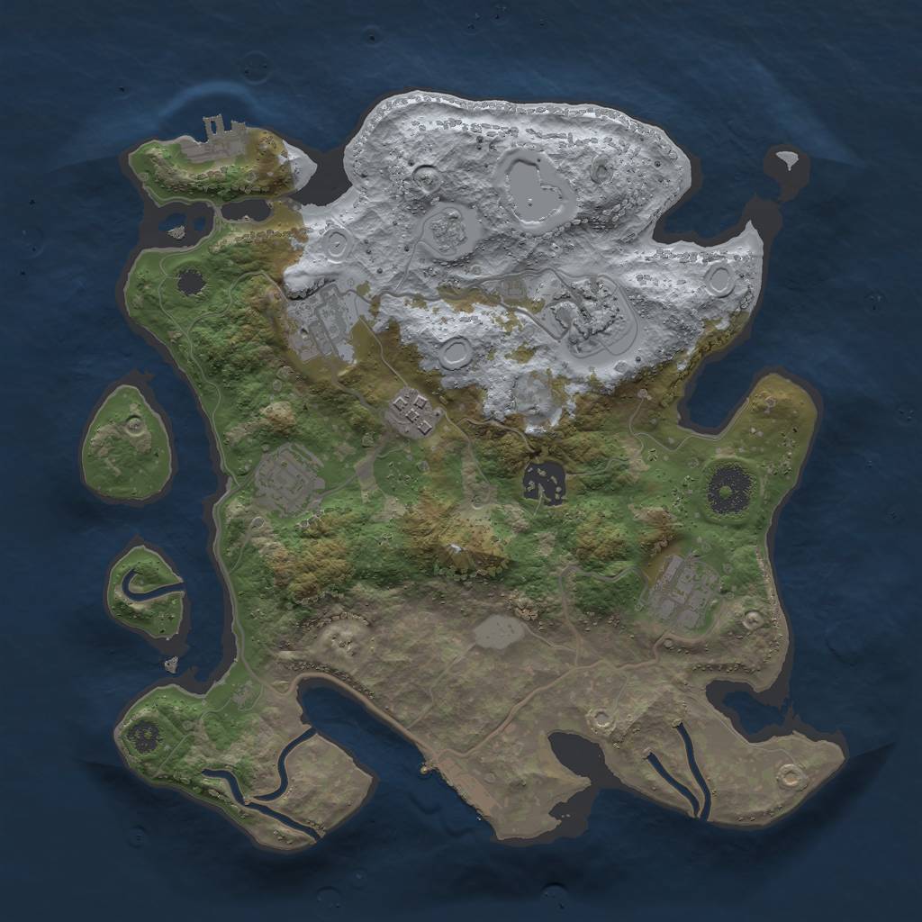 Rust Map: Procedural Map, Size: 3000, Seed: 1661242684, 12 Monuments