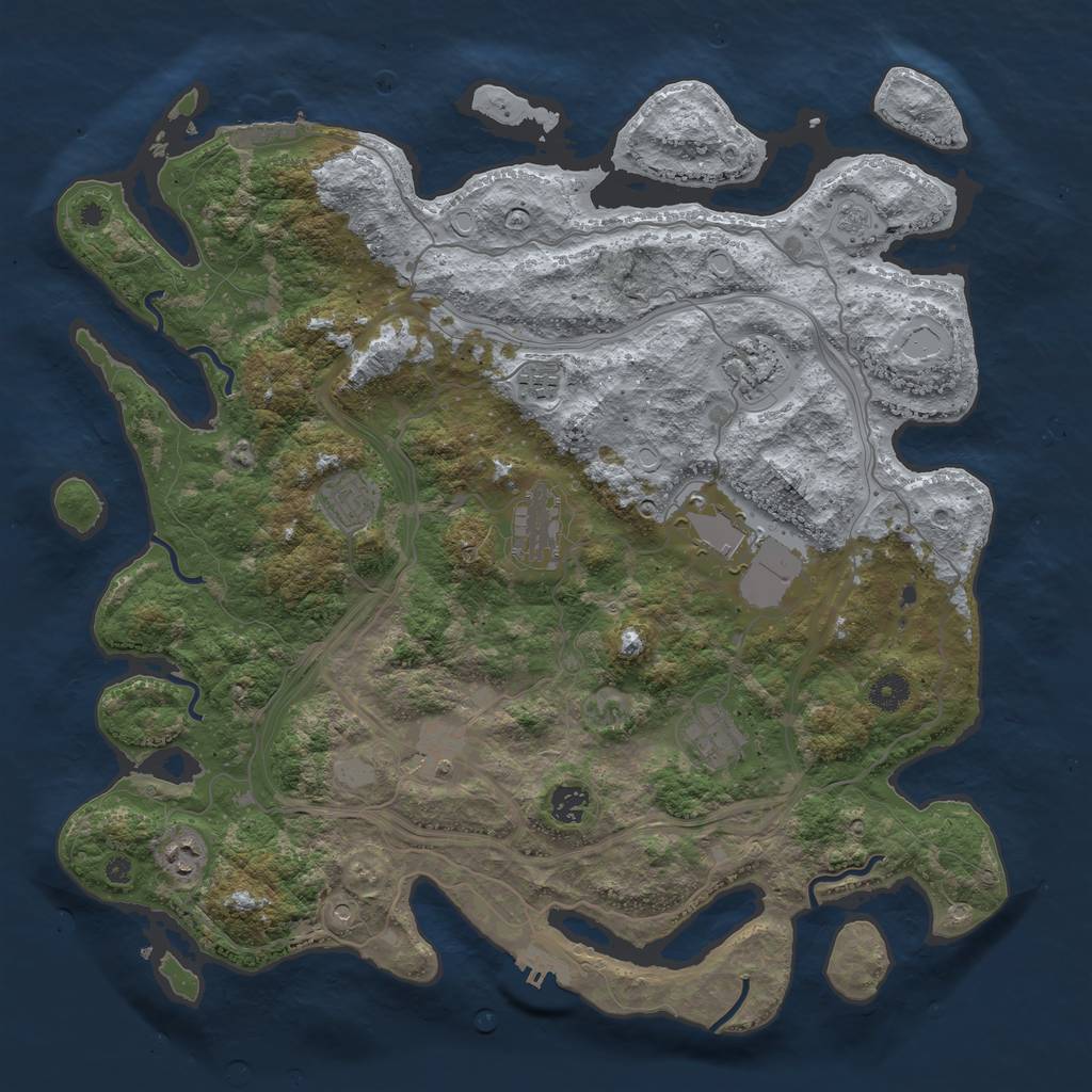 Rust Map: Procedural Map, Size: 4250, Seed: 12033687, 16 Monuments