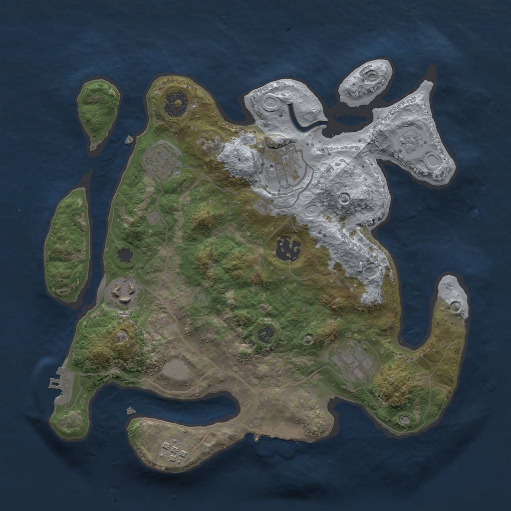 Rust Map: Procedural Map, Size: 3000, Seed: 73549132, 12 Monuments